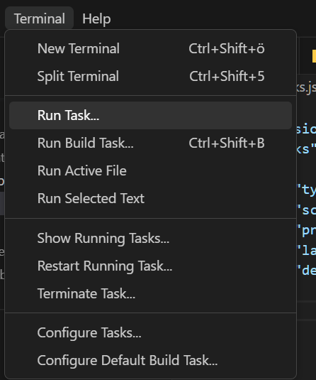 Kontextmenü in Visual Studio Code